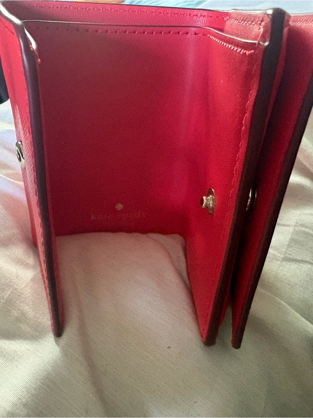 Kate Spade Staci Red Micro Tri Fold Snap Wallet NWT - Picture 6 of 7